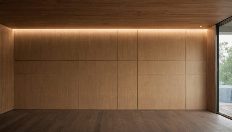 Luxury interior image showing Solid timber moves with humidity, while panel products require their own stability checks