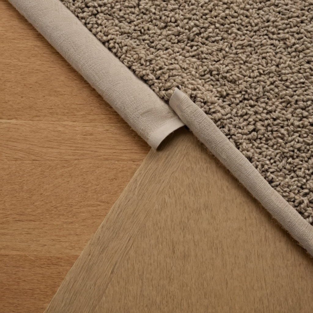 How does rug backing affect finished hardwood and stone floors